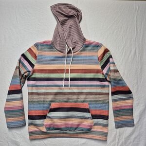 Multicolor Striped Quilted Hoodie Womens XXL